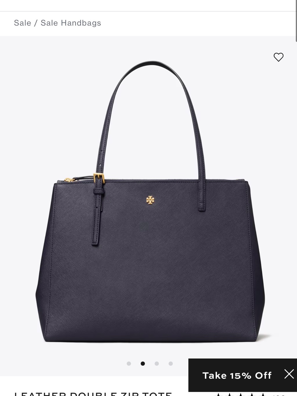 Tory Burch Navy Saffiano Leather Double-Compartment Tote
